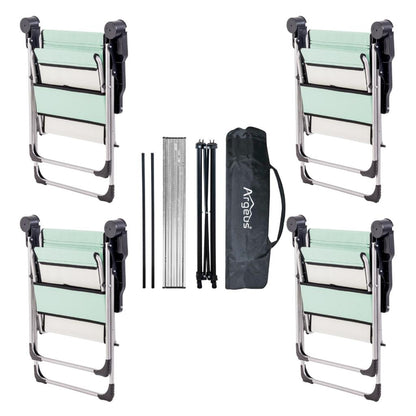 4 Adet Katlanır Kamp Sandalyesi ve Alüminyum Masa Seti - Rock Silver - Su Yeşili - Taşıma Çantalı