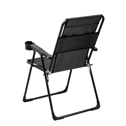 4 Adet Katlanır Kamp Sandalyesi ve Masa Seti - Rest - Taşıma Çantalı - Siyah - 130 KG Taşıma