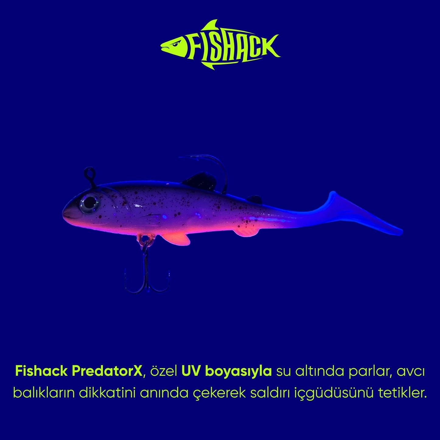 Silikon Balık - 15g 100mm - Üçlü İğneli - Fishack - UV Boyalı - Ember