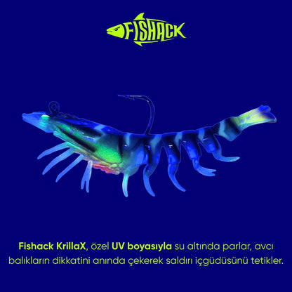 Silikon Karides Yem - 7g 75mm - Fishack Krillax - UV Boyalı - Neon Shrimp