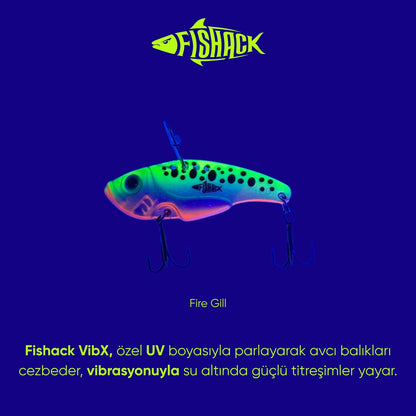 Vibrasyon Yem - LRF/Spin Jig - Fishack VibraX - 7g 40mm - Fire Gill - UV Boyalı