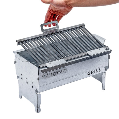 Katlanabilir Ayaklı Portatif Mangal - Paslanmaz - Argeus - Orta - Taşıma Çantalı