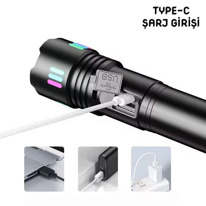 Şarj Edilebilir El Feneri - Wison - 2000 Lümen - 20 Watt - Fosforlu Kasa