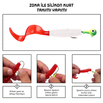 Silikon Kurt Sahte Yem - 95mm - Kırmızı/Beyaz - Yumy (460-O-18095)