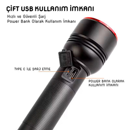 Şarj Edilebilir El Feneri - Wison - 2000 Lümen - 20 Watt - Zoomlu (ES-5572)