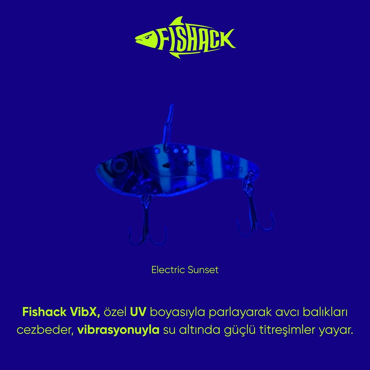 Vibrasyon Yem - LRF/Spin Jig - Fishack VibraX - 15g 55mm - Electric Sunset - UV Boyalı