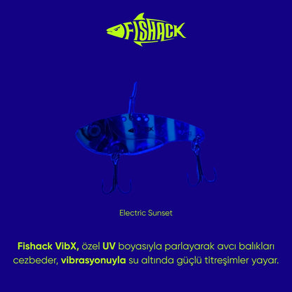 Vibrasyon Yem - LRF/Spin Jig - Fishack VibraX - 15g 55mm - Electric Sunset - UV Boyalı