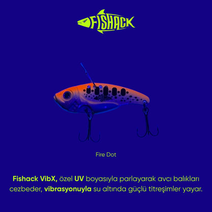 Vibrasyon Yem - LRF/Spin Jig - Fishack VibraX - 7g 40mm - Fire Dot - UV Boyalı