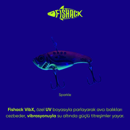 Vibrasyon Yem - LRF/Spin Jig - Fishack VibraX - 15g 55mm - Sparkle - UV Boyalı
