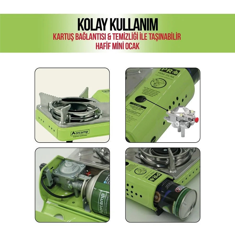 Tekli Çantalı Mini Portatif Ocak - Orcamp - Yeşil (CK-506)