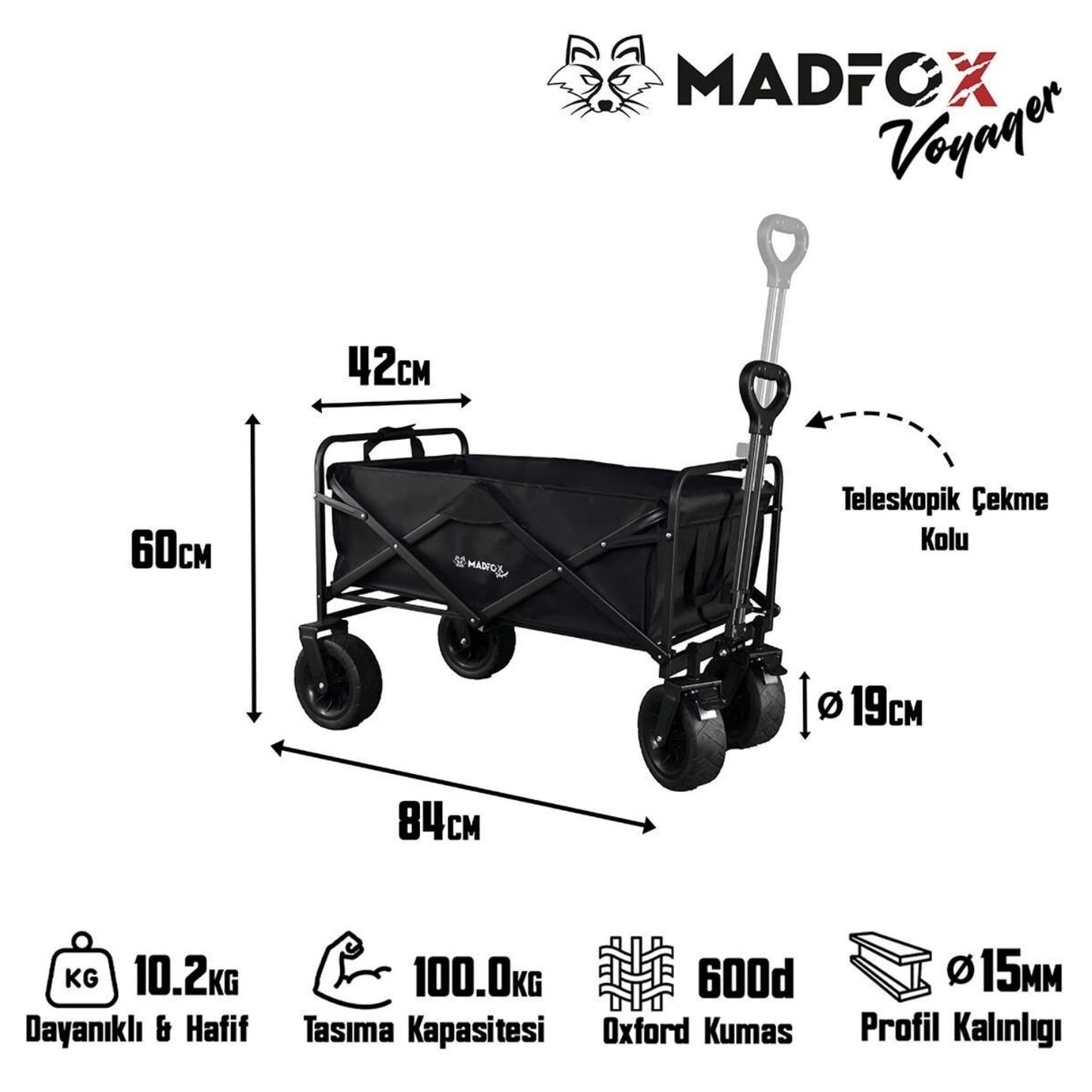 Plaj/Bahçe/Kamp Arabası - Madfox Voyager Katlanabilir - Siyah - 547268