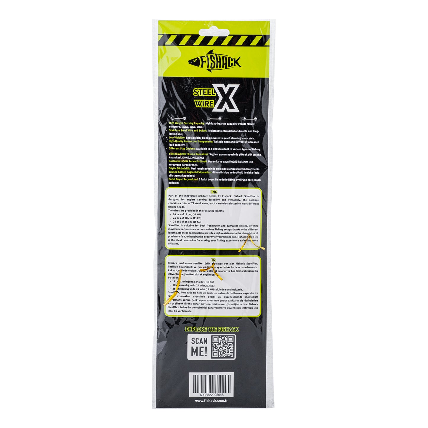 Klipsli Fırdöndülü Çelik Tel - Fishack WireX - 72'li Kartela Set