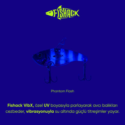 Vibrasyon Yem - LRF/Spin Jig - Fishack VibraX - 15g 55mm - Phantom Flash - UV Boyalı