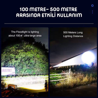 Şarj Edilebilir El Feneri - Wison - 2000 Lümen - 20 Watt - Fosforlu Kasa