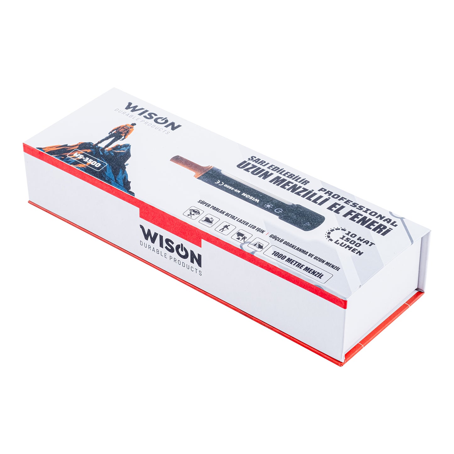 Şarj Edilebilir El Feneri - Wison - 1500 Lümen - 10 Watt - Zoomlu - COB LED