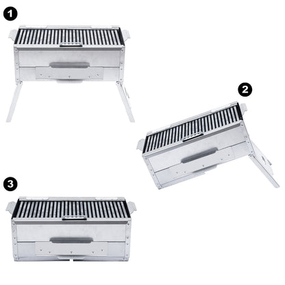 Katlanır Ayaklı Mangal - Argeus - Paslanmaz - Mühürleme Izgaralı - Kül Hazneli