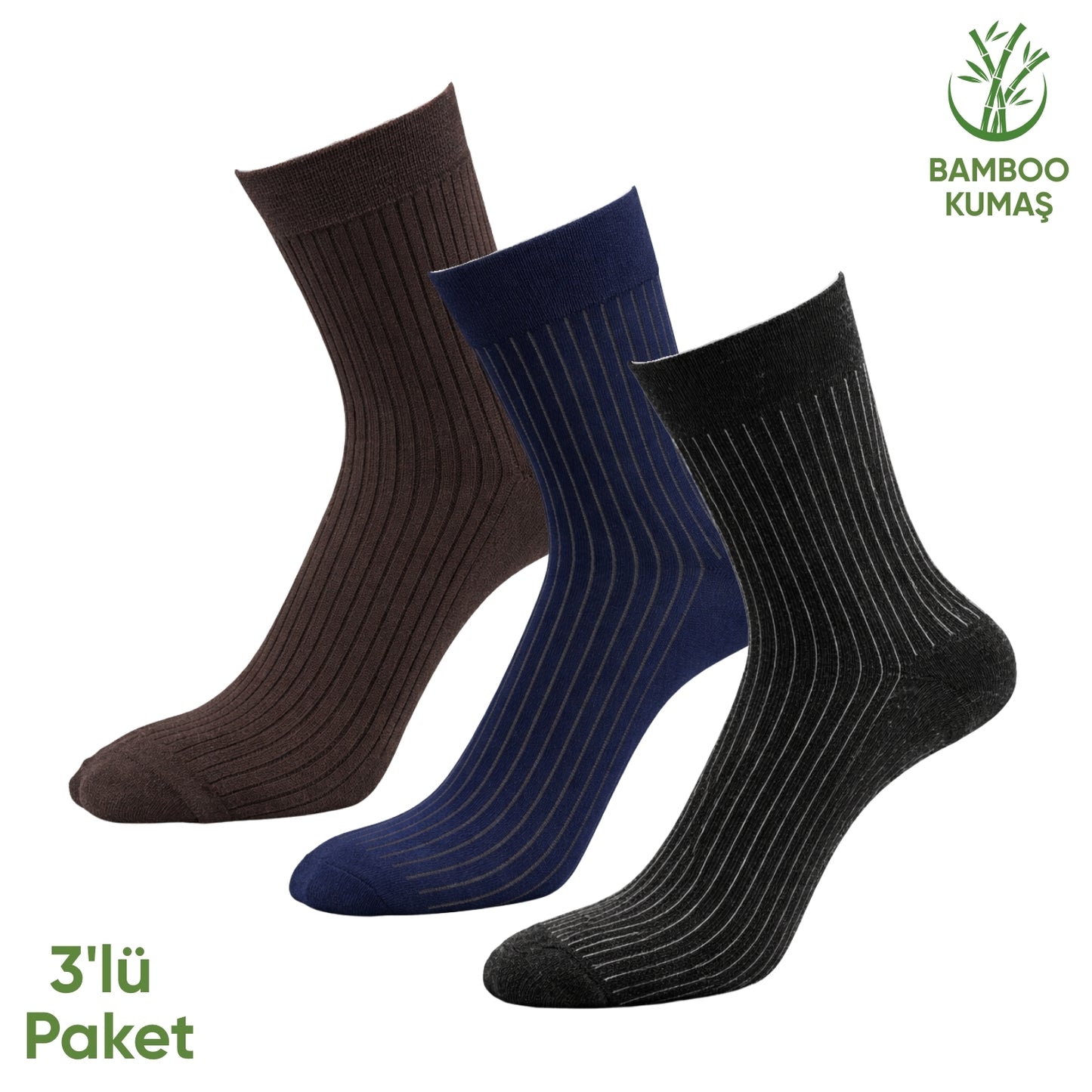 Bambu Erkek Soket Çorabı - 3 Çift - Dikişsiz - Malta - 17671 - Set 2