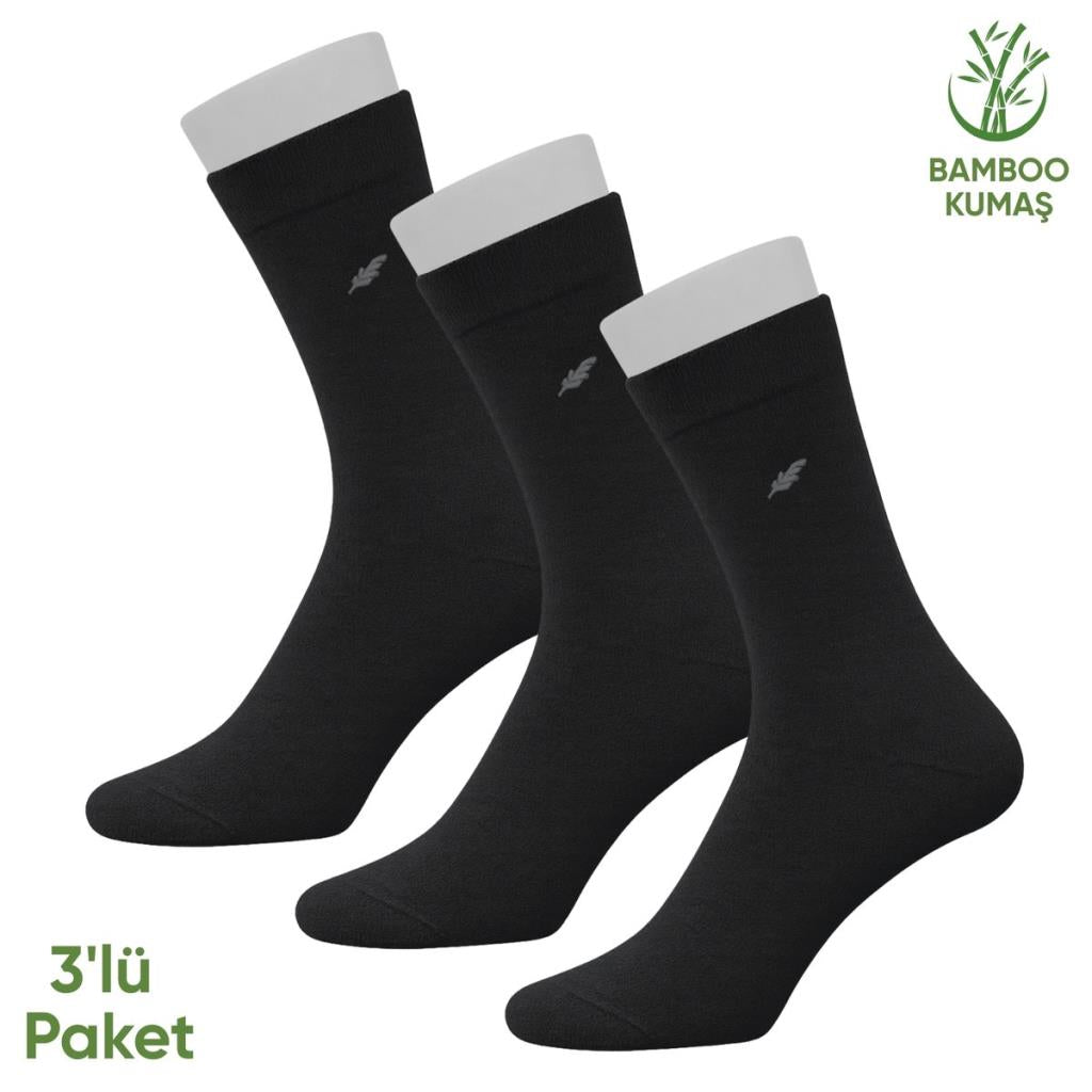 Bambu Erkek Soket Çorap- 3 Çift - Dikişsiz - Akça - 17652 - Set 3