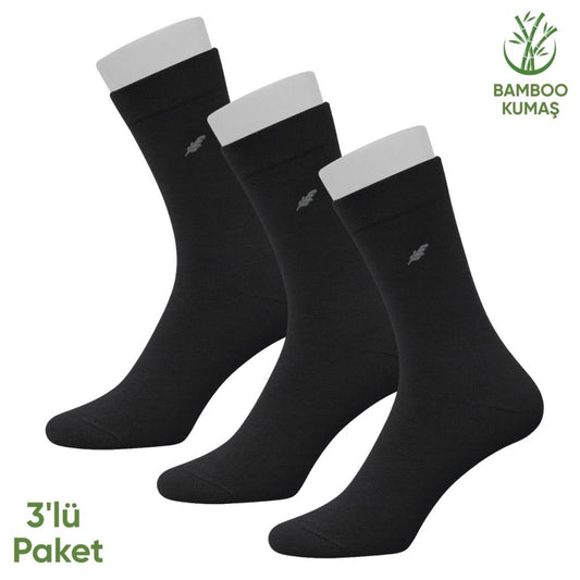 Bambu Erkek Soket Çorap- 3 Çift - Dikişsiz - Akça - 17652 - Set 3