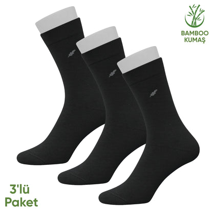 Bambu Erkek Soket Çorap- 3 Çift - Dikişsiz - Akça - 17652 - Set 3