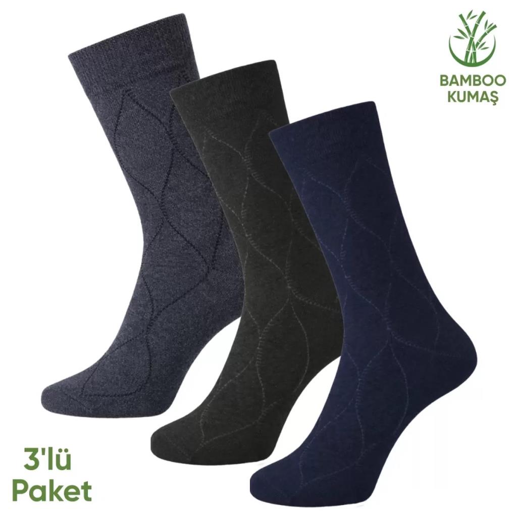 Bambu Erkek Soket Çorap - 3 Çift - Dikişsiz - Bakü - 17672 - Set 1