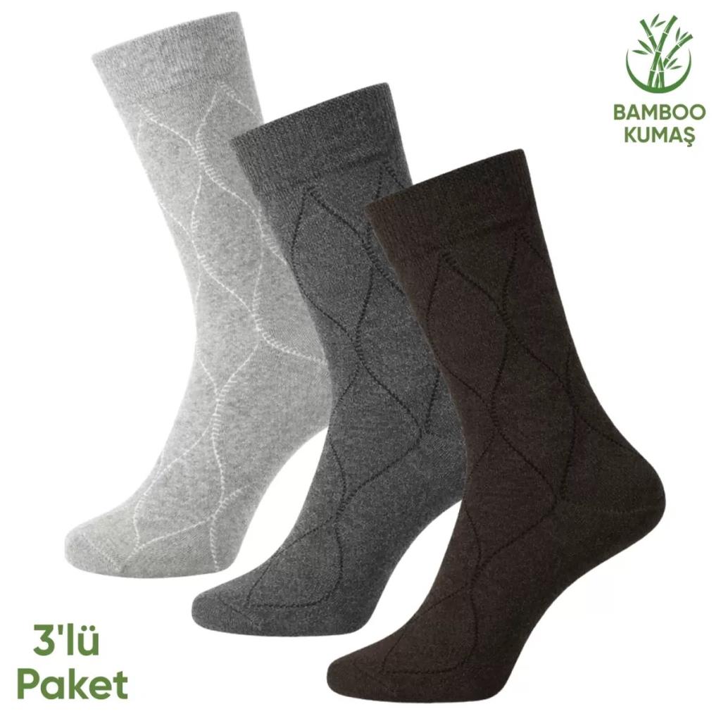 Bambu Erkek Soket Çorap - 3 Çift - Dikişsiz - Bakü - 17672 - Set 3