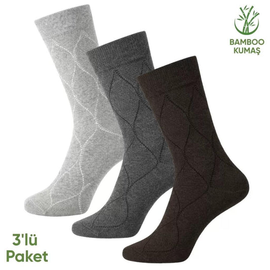 Bambu Erkek Soket Çorap - 3 Çift - Dikişsiz - Bakü - 17672 - Set 3