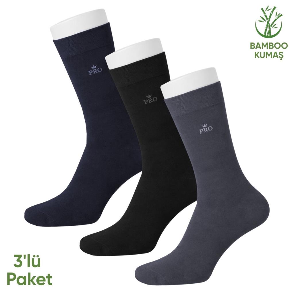 Bambu Erkek Soket Çorap - 3 Çift - Dikişsiz - Biga - 17619 - Set 1