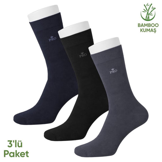 Bambu Erkek Soket Çorap - 3 Çift - Dikişsiz - Biga - 17619 - Set 1