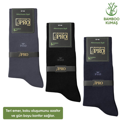 Bambu Erkek Soket Çorap - 3 Çift - Dikişsiz - Biga - 17619 - Set 1