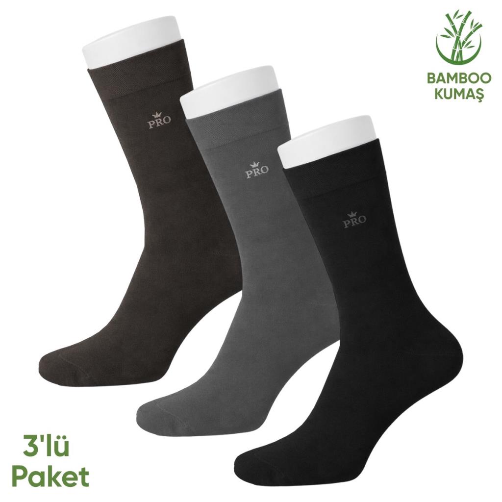 Bambu Erkek Soket Çorap - 3 Çift - Dikişsiz - Biga - 17619 - Set 2