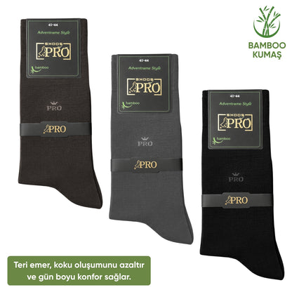 Bambu Erkek Soket Çorap - 3 Çift - Dikişsiz - Biga - 17619 - Set 2