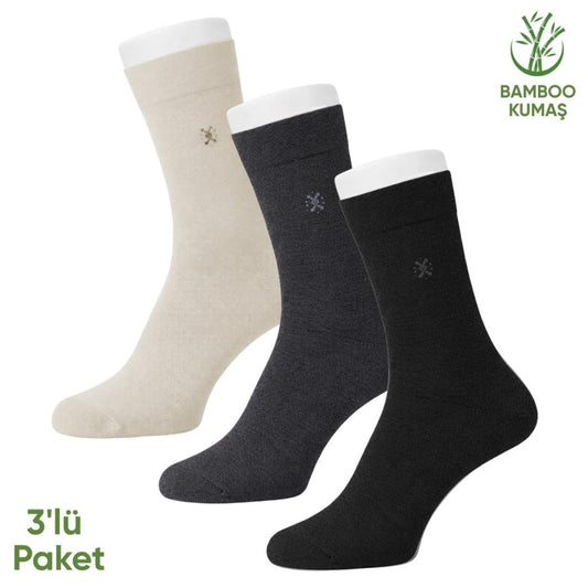 Bambu Erkek Soket Çorap - 3 Çift - Dikişsiz - Gori -17135 - Set 1