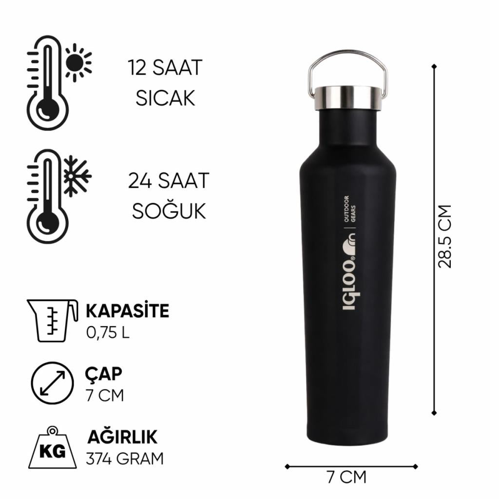 Çelik Mug Termos - Igloo - Pentagon - 750ml - Siyah - 205792