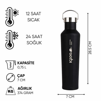 Çelik Mug Termos - Igloo - Pentagon - 750ml - Siyah - 205792