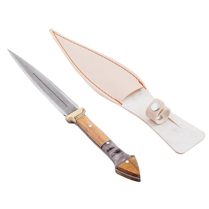 Çift Ağızlı Çerkez Bıçağı - Deri Kılıflı - Epoksi Sap - Büyük - Mermer