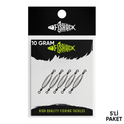 Çift Taraflı Fırdöndülü Kurşun - Fishack - 10 Gram (5'li)