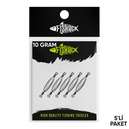 Çift Taraflı Fırdöndülü Kurşun - Fishack - 10 Gram (5'li)