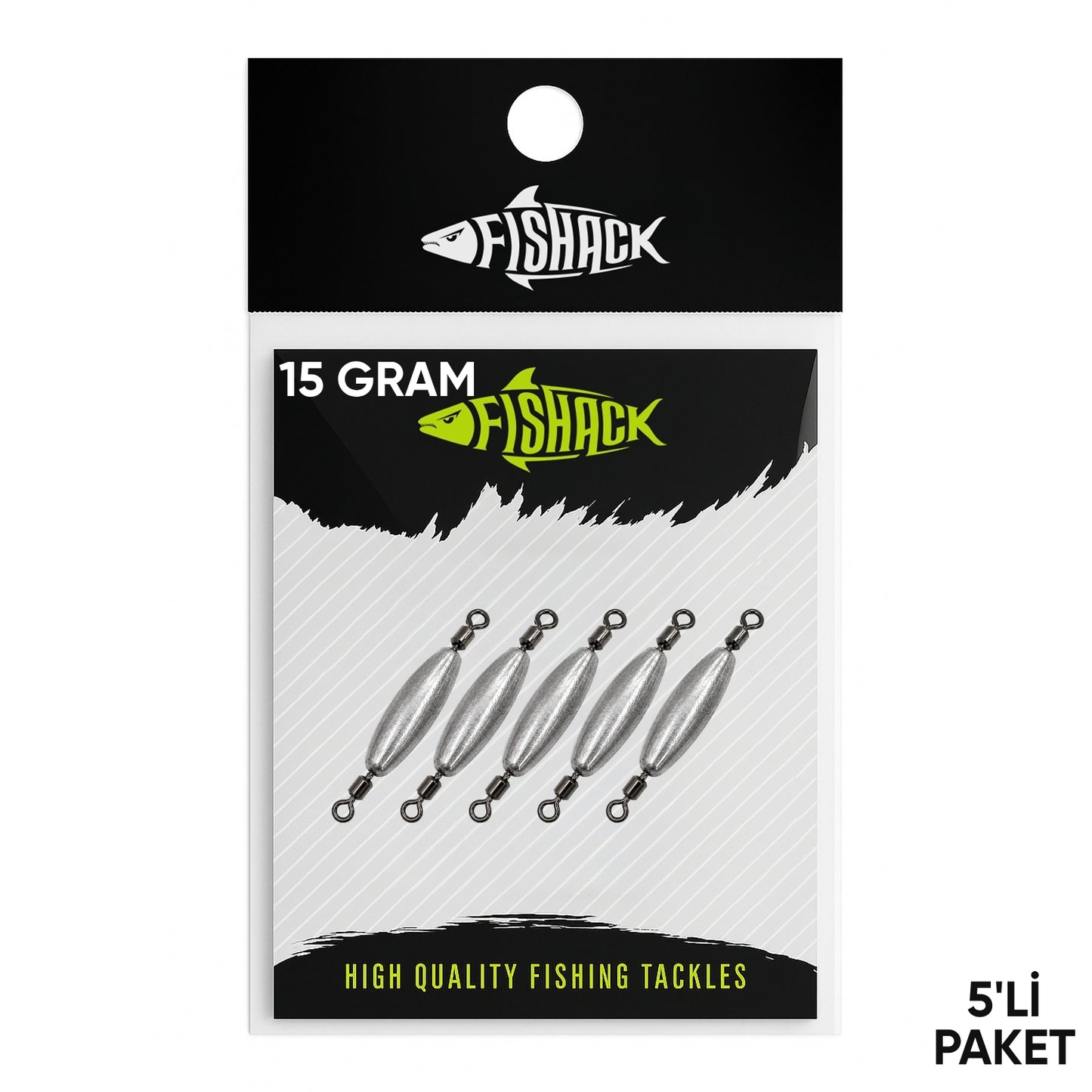 Çift Taraflı Fırdöndülü Kurşun - Fishack - 15 Gram (5'li)