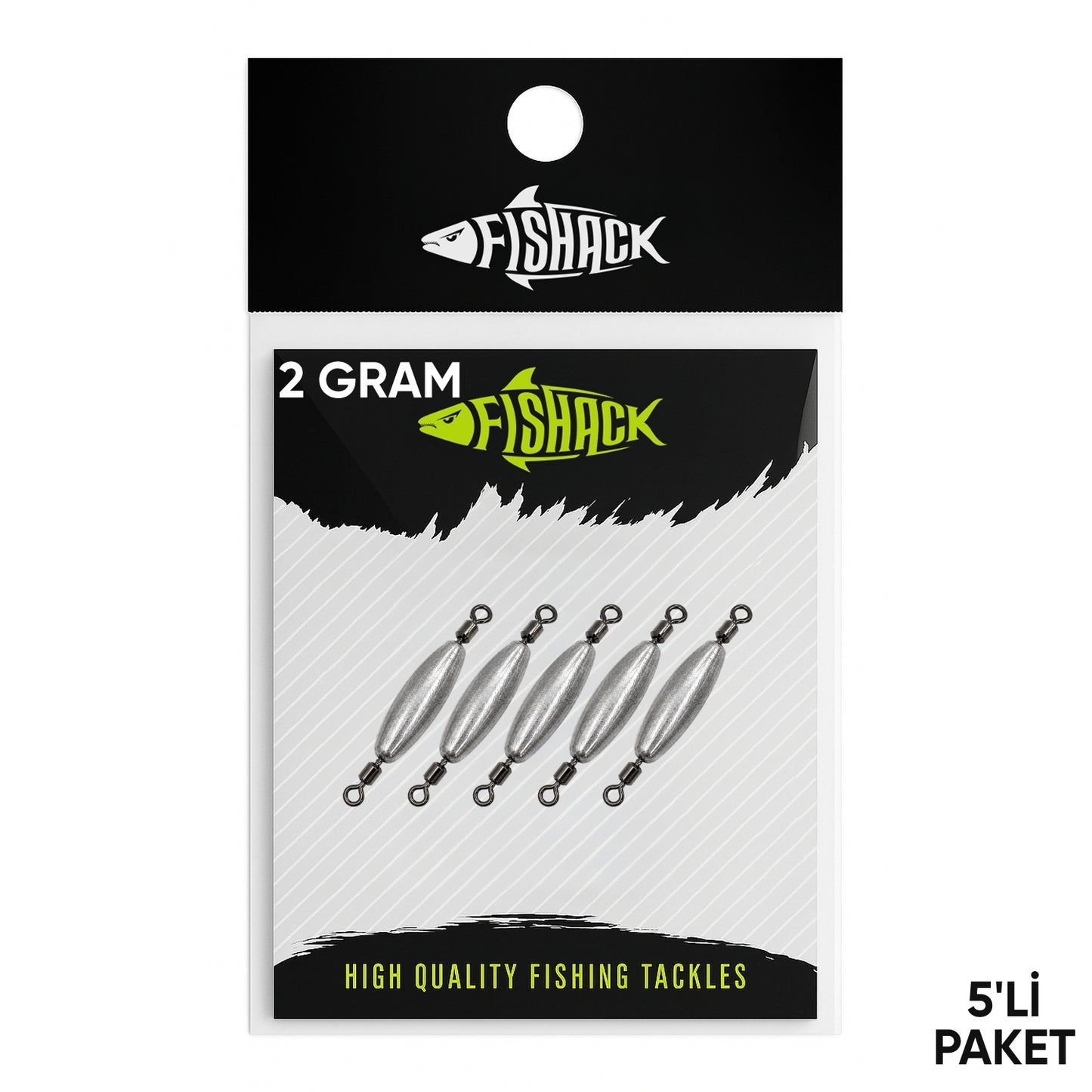 Çift Taraflı Fırdöndülü Kurşun - Fishack - 2 Gram (5'li)