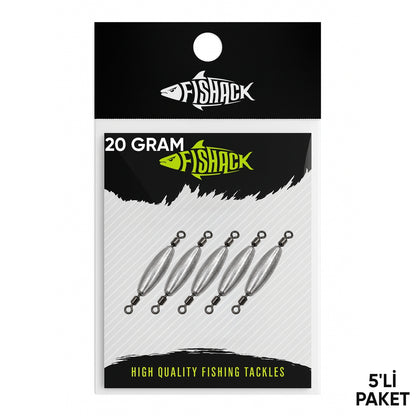 Çift Taraflı Fırdöndülü Kurşun - Fishack - 20 Gram (5'li)