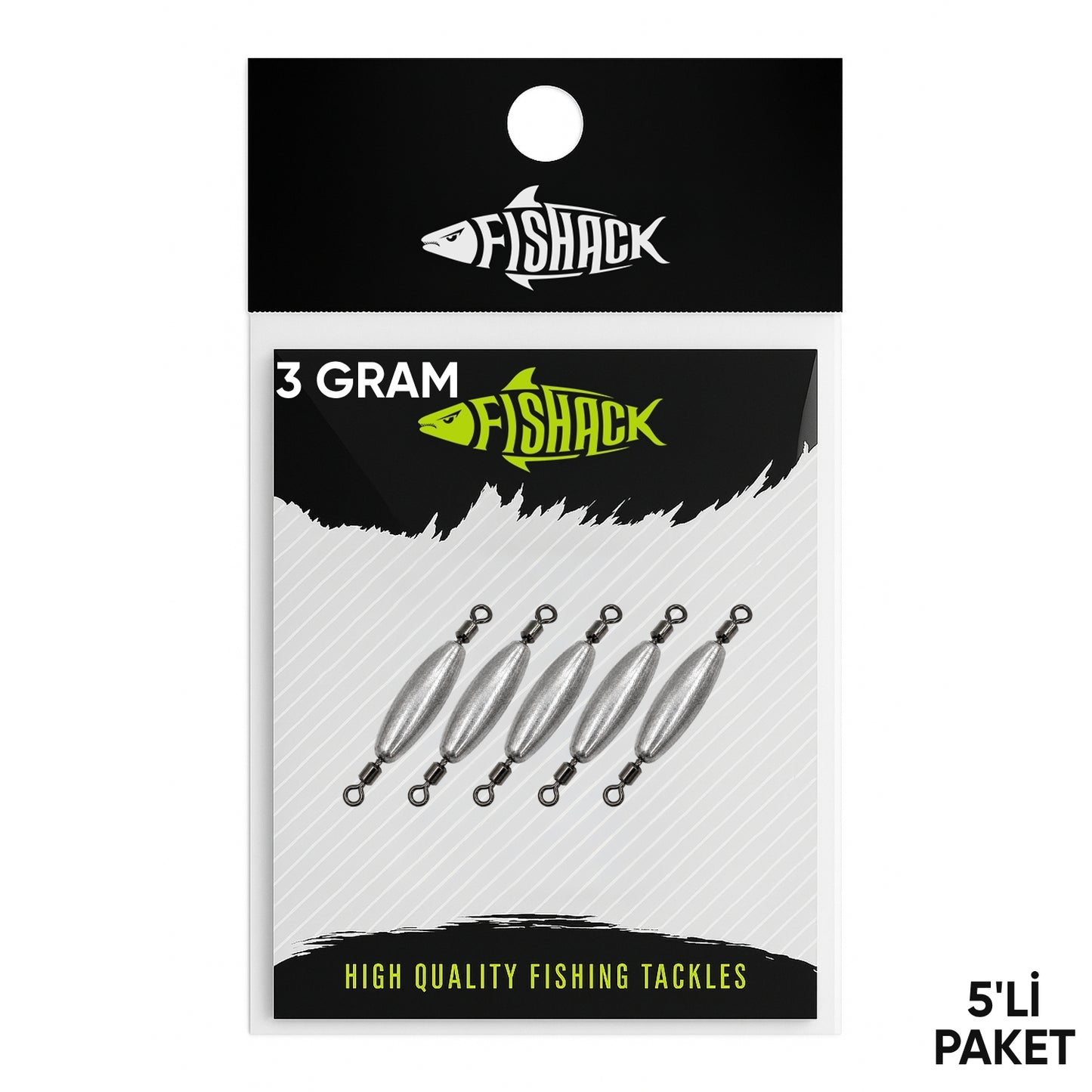 Çift Taraflı Fırdöndülü Kurşun - Fishack - 3 Gram (5'li)