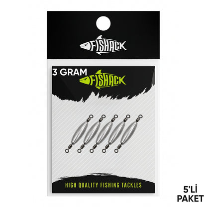 Çift Taraflı Fırdöndülü Kurşun - Fishack - 3 Gram (5'li)