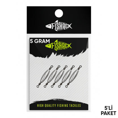 Çift Taraflı Fırdöndülü Kurşun - Fishack - 5 Gram (5'li)
