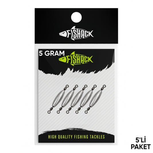 Çift Taraflı Fırdöndülü Kurşun - Fishack - 5 Gram (5'li)