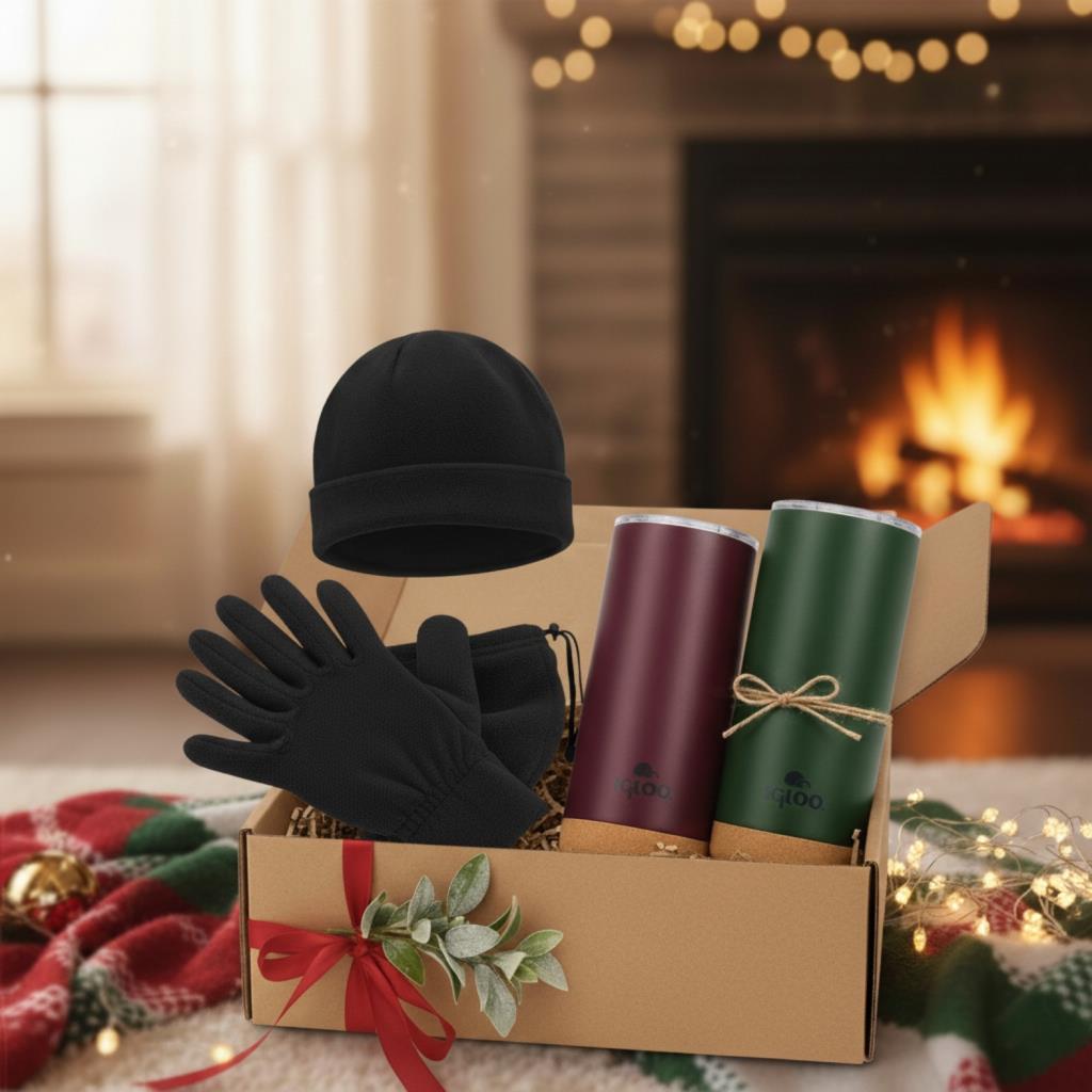 Çiftlere Özel Kışlık Hediye Seti - Bere, Eldiven, Boyunluk ve Termos