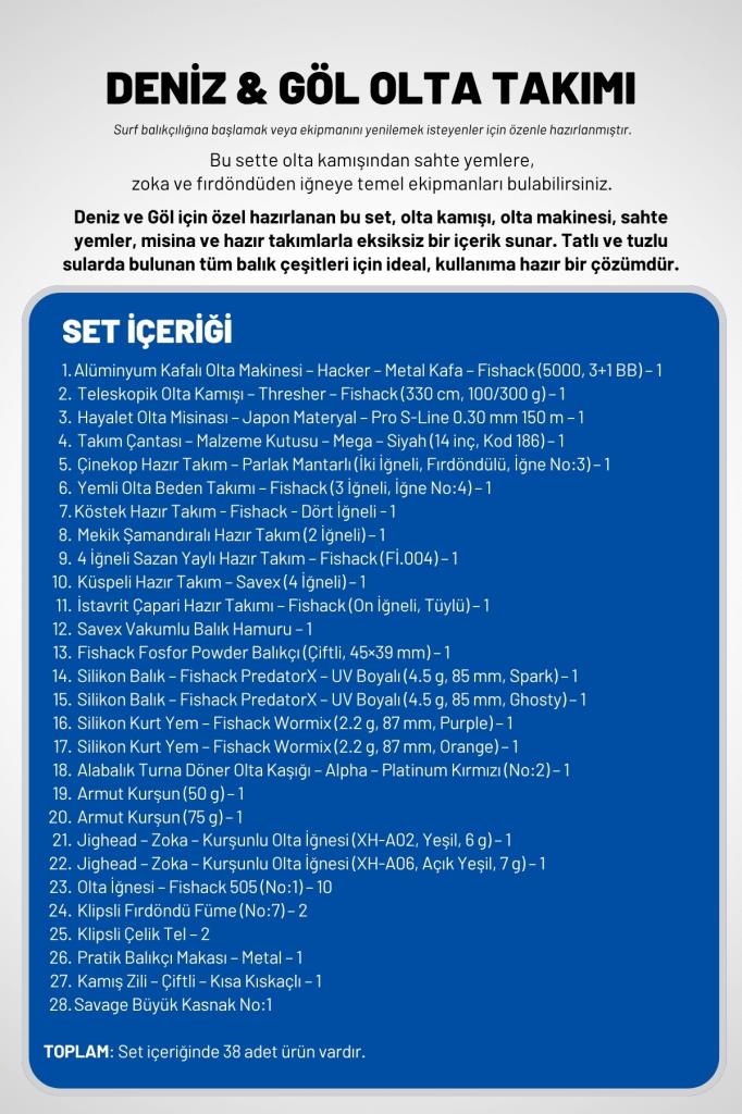 Deniz Ve Göl Profesyonel Olta Takımı Seti 2 (Metal 5000'lik Makine + 330cm 100-300g Atarlı Kamış)