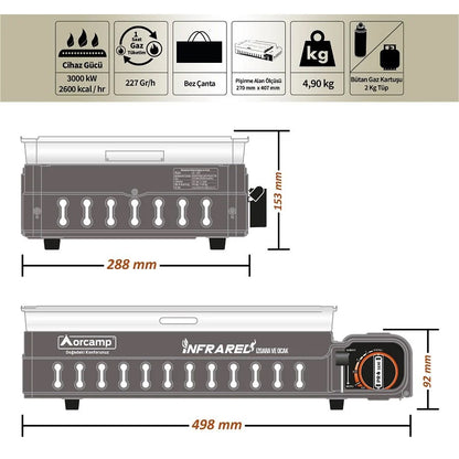 Dumansız Portatif Izgara Ocak - Orcamp - Kahverengi (CK-507)