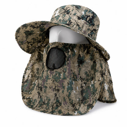 Ense Korumalı Outdoor Şapka - Maskeli - Dijital Kamuflaj (M-1)- Savex