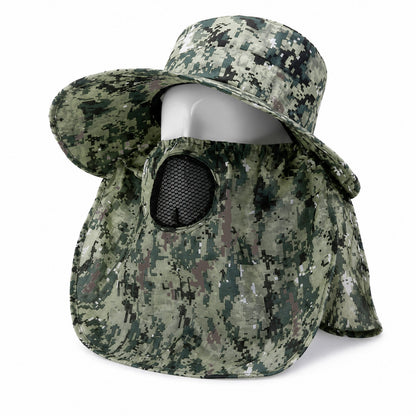 Ense Korumalı Outdoor Şapka - Maskeli - Dijital Kamuflaj (M-2)- Savex